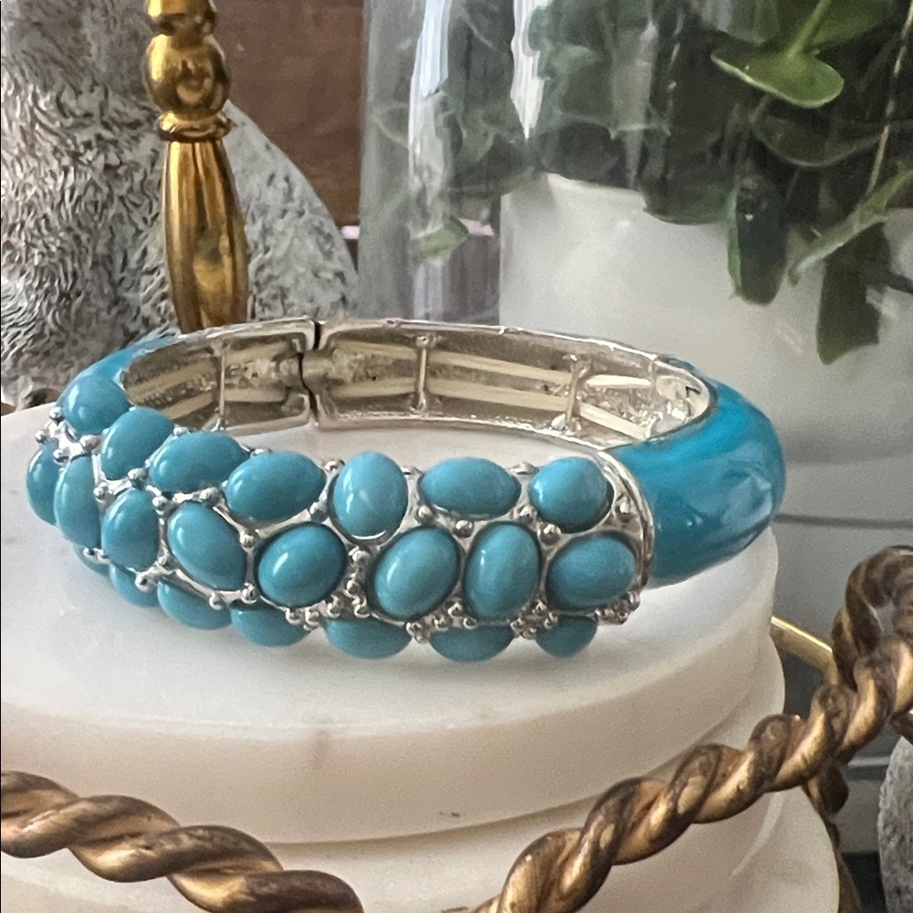 Vintage Turquoise Colour Silver Bangle Bracelet